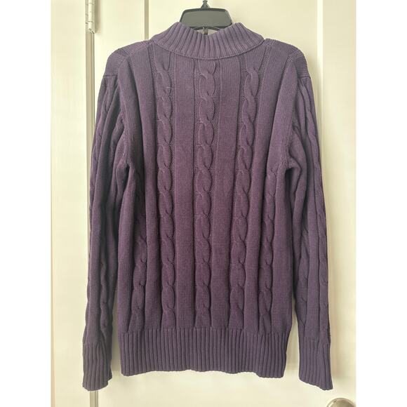 NITAGUT Mens Small Purple Stand Collar Cable Knit Sweater Cardigan Fisherman NWT - Picture 4 of 10